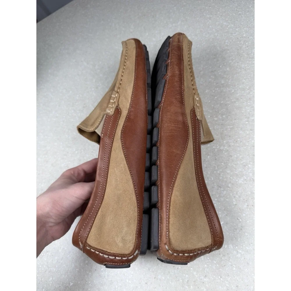 OVERLAND‎ Marco Suede & Leather Moccasin Shoes Khaki Cognac Sz 46 US 12?